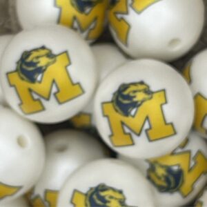 Michigan University Wolverine 20mm acrylic printed bead