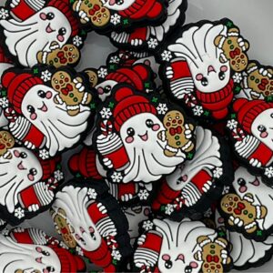 Christmas Ghost with red skully & drink