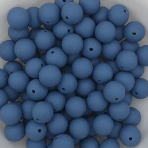 15mm silicone solid color beads - blue/gray