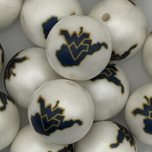 West Virginia University 20mm acrylic printed bead
