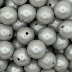 15mm solid color silicone beads - silver