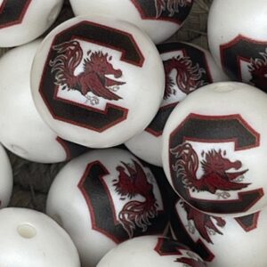 University of South Carolina Gamecock 20mm acrylic printed bead