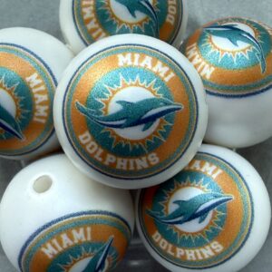 Miami Dolphins 20mm acrylic printed bead