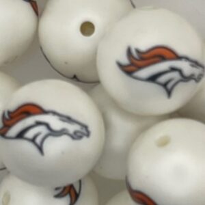 Denver Broncos 20mm acrylic printed bead