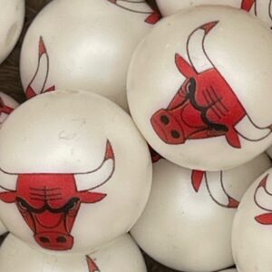 Chicago Bulls 20mm acrylic printed bead
