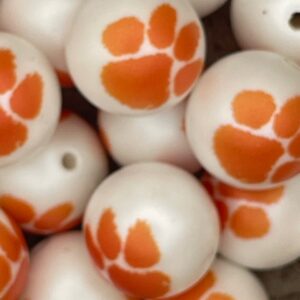 Clemson University Tigers 20mm acrylic printed bead
