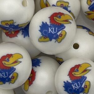 University of Kansas Jayhawk 20mm acrylic printed bead