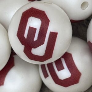 Oklahoma Sooners (OU) 20mm acrylic printed bead