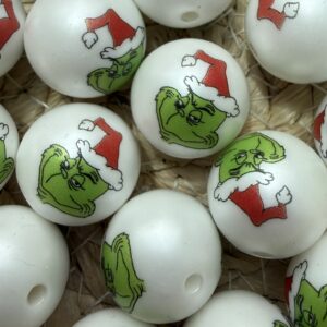 Christmas Grouch 20mm acrylic printed bead