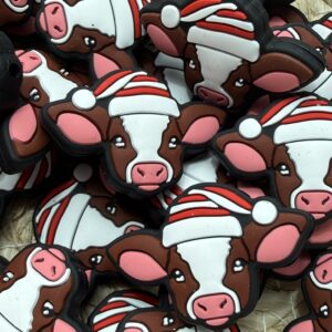 Cow face with Santa hat
